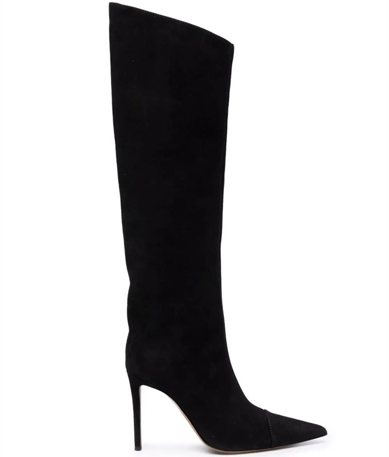 Women's High Heel Pointed Toe Symphony Patent Leather Knee Boots