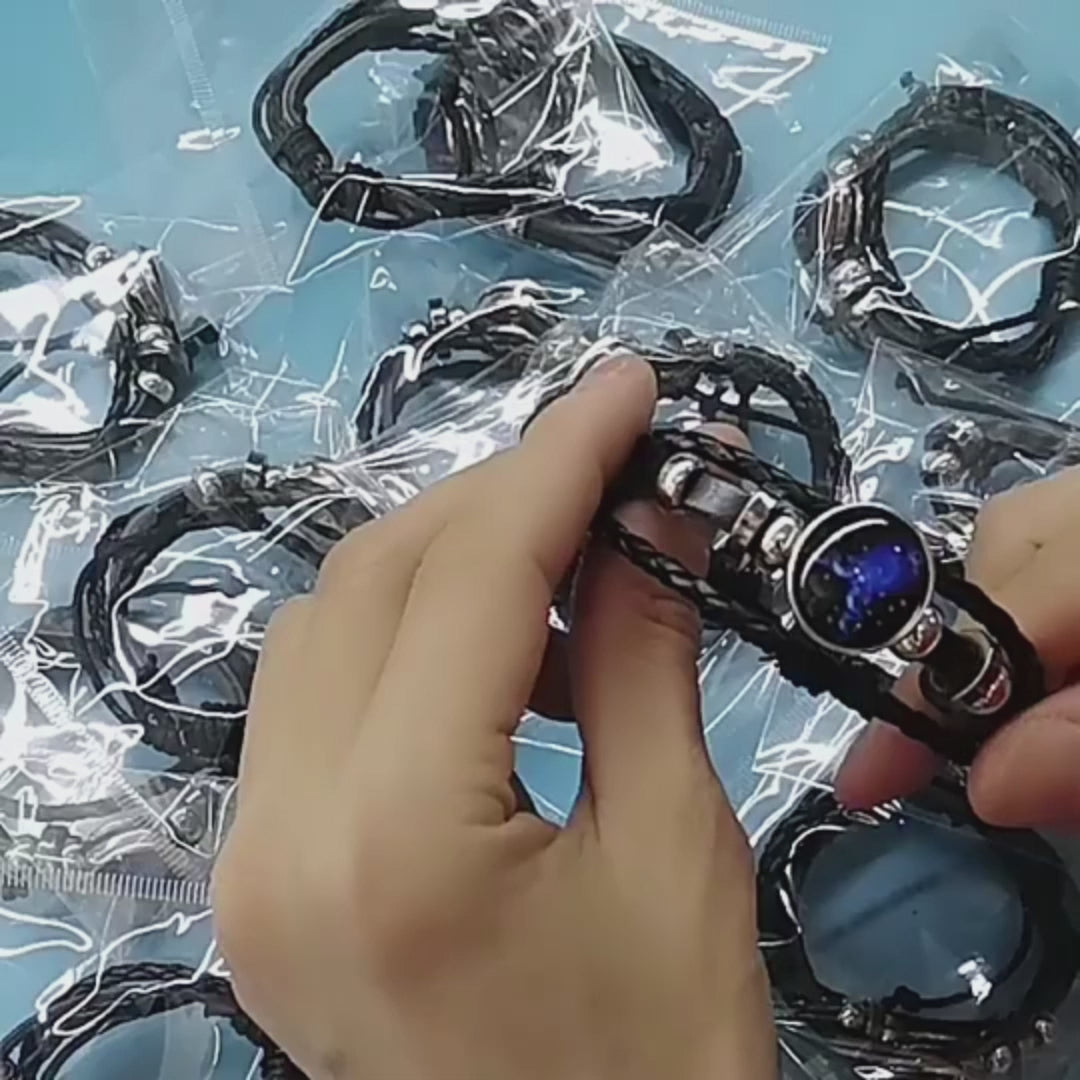 Load video: Zodiac Constellation Bracelet Braided Design Bracelet For Men Women Kids