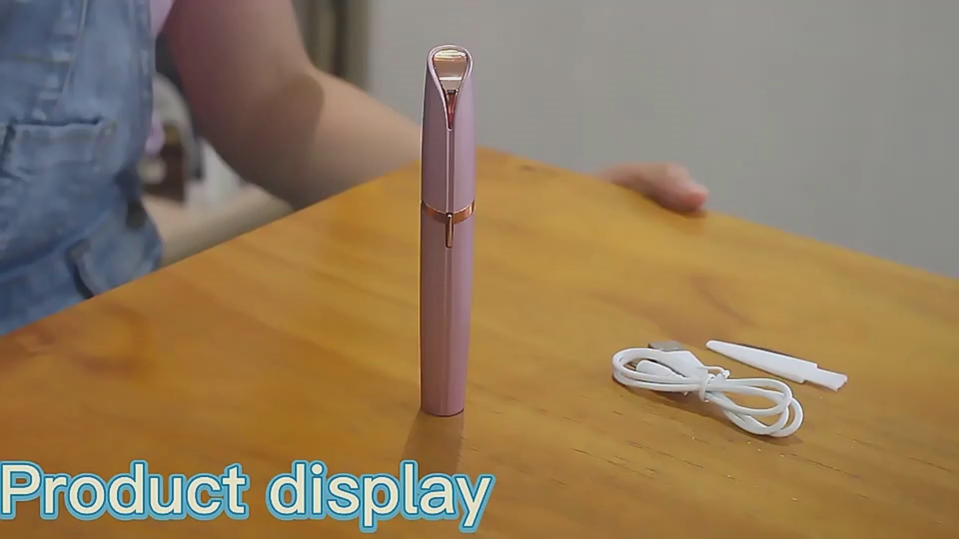 Load video: Mini Electric Eyebrow Trimmer Lipstick Brows Pen Hair Remover Painless Razor Epilator with LED Light