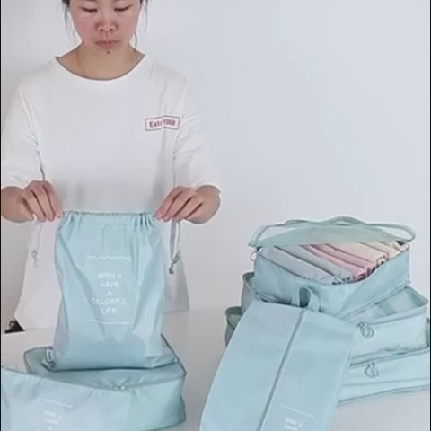 Load video: 8-piece Set Luggage Divider Bag Travel Storage Clothes Underwear Shoes Organizer Packing Cube Bag