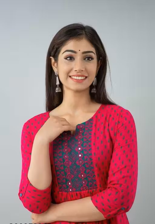 4U Fashion Women’s Pink Printed Embroidered Kurti – Festive & Party Look