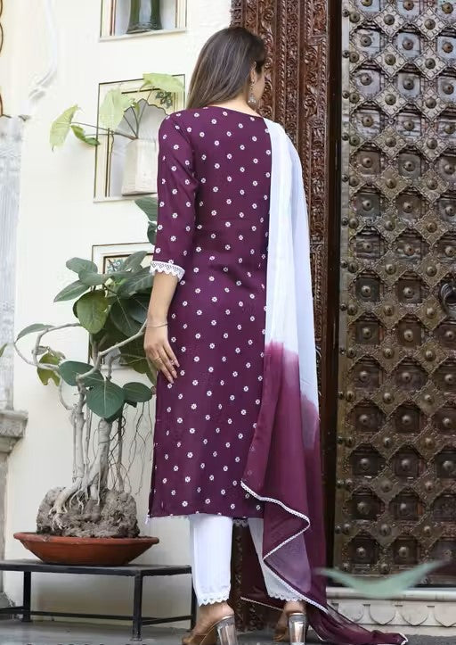 Beautiful Rayon Embroidery Neck Suit Set – Stylish 3 PC Outfit for Women