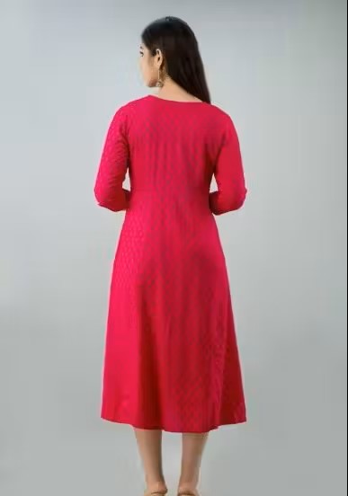 4U Fashion Women’s Pink Printed Embroidered Kurti – Festive & Party Look